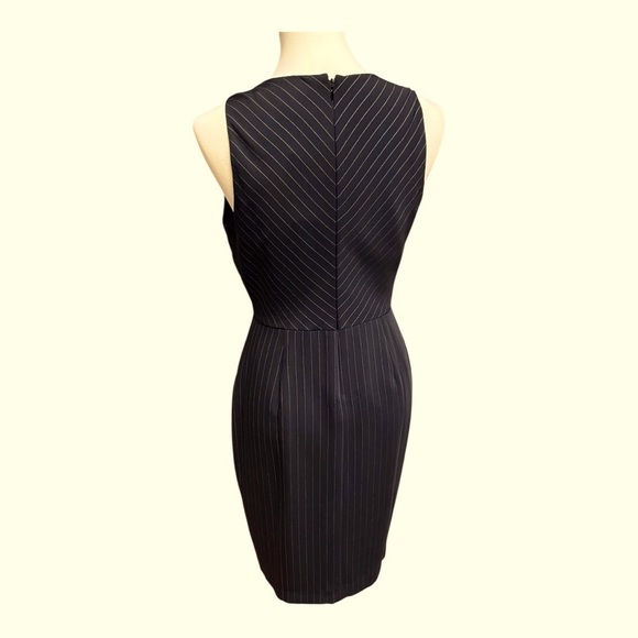 Not Available WHBM White and Black Pinstriped Asymmetrical Dress - Picture 2 of 8